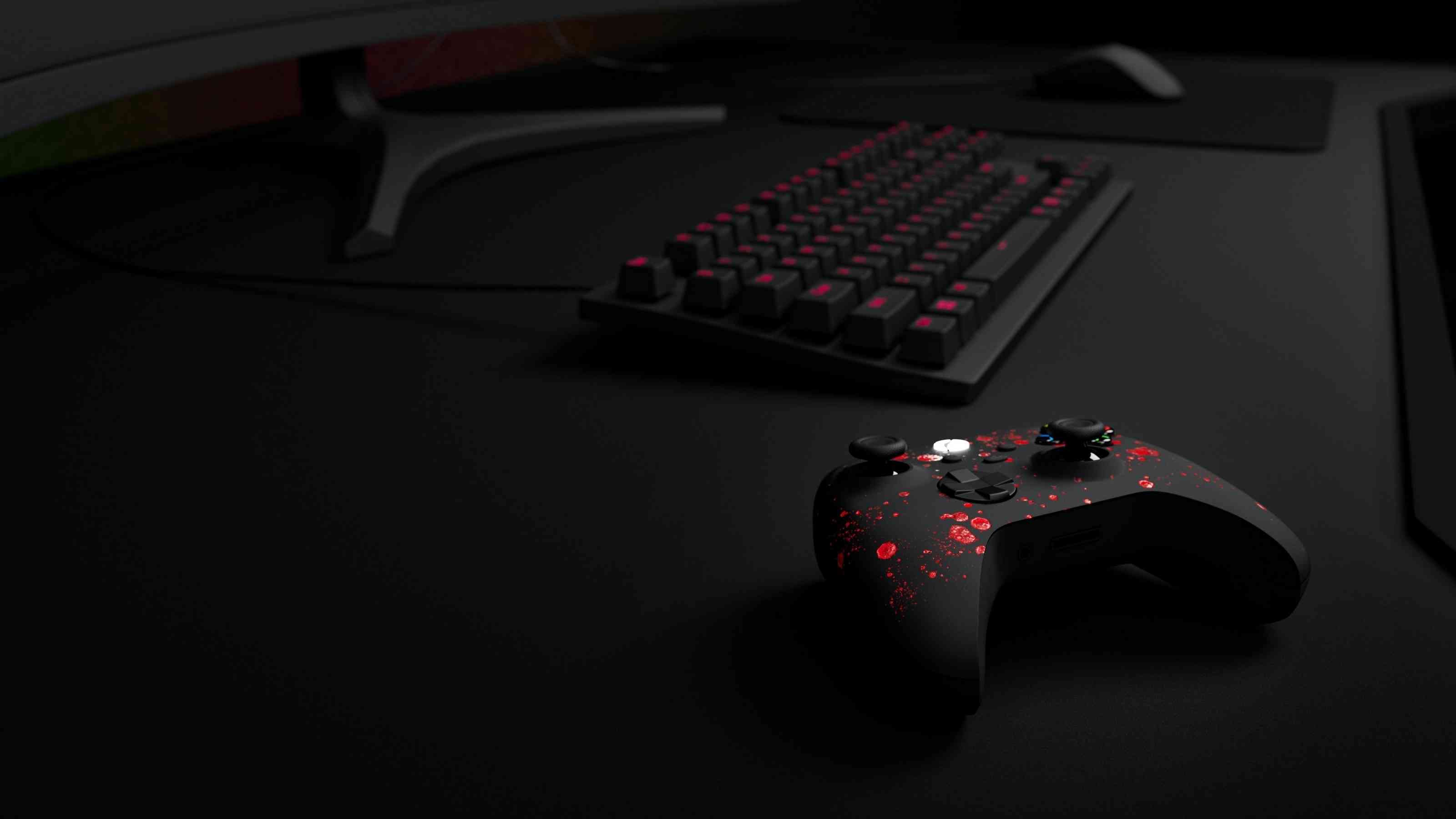 Gaming Setup Wallpaper 4K - Black Red Aesthetic Desktop | MirrorLog